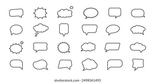 Speech bubble line icon set. Cloud speech collection. Vector.