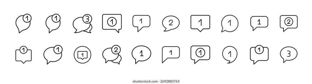 Conjunto de iconos de línea de burbuja de voz. Pictograma lineal minimalista para Web y Diseño gráfico, App, Anuncios, redes sociales y tarjetas