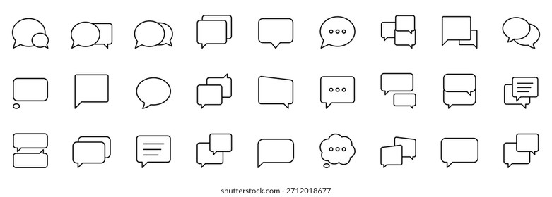 Conjunto de iconos de línea de burbuja de voz. Mensaje, chat, iconos de diálogo. Burbuja de chat, signo de burbuja de conversación. Burbujas de conversación con trazo editable. Nube de burbujas de discurso de colección. Ilustración vectorial.