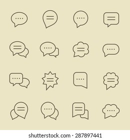 Speech bubble line icon set