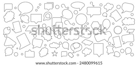 Speech Bubble line icon set. Talk bubble icon. Speech, bubble, talk, chat, message, balloon and communication icon. Cloud speech bubbles outline icon collection. UI thin outline icons pack.