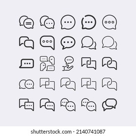 Speech bubble line icon set.Communication, bubble, message, chatting