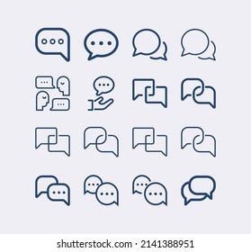 Speech bubble line icon set.Communication, bubble, message, chatting