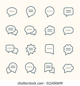 Speech bubble line icons