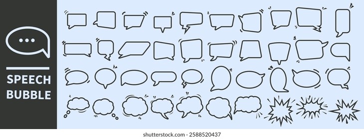 Speech bubble line icons collection. Set of line web pictogram	