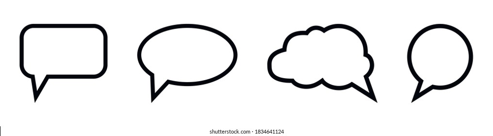 Speech bubble line icons design.Speech bubbles for apps and websites.Think sticker, comment speech and talk bubble icons on white background.Vector illustration
