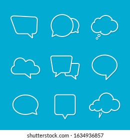 Speech bubble line icons set, Vector simple flat design illustration.