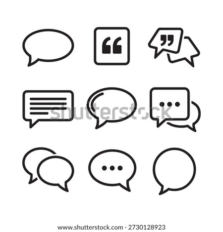Speech Bubble Line Icons Set, Chat and Message Outline Symbols Collection