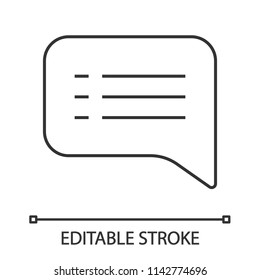 Speech bubble linear icon. Text SMS. Chatting. Thin line illustration. Chat box. Contour symbol. Vector isolated outline drawing. Editable stroke
