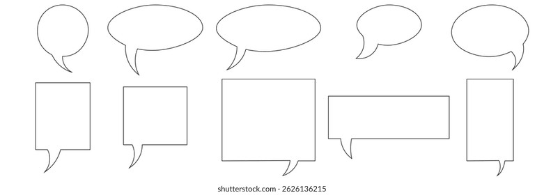 Speech bubble linear icons, vector collection. Chat, web icons. Flat design style, vector.