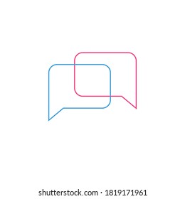 Speech bubble linear logo - vector chat sign or icon made with two square speech bubbles. vector illustration isolated on white background.