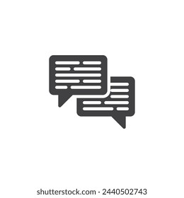 Speech bubble with lines of text vector icon. filled flat sign for mobile concept and web design. Conversation messages glyph icon. Dialogue symbol, logo illustration. Vector graphics
