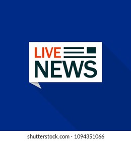 Speech bubble live news logo. Flat illustration of speech bubble live news vector logo for web design