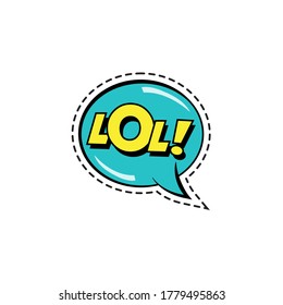 Etiqueta de la burbuja de la voz LOL. Ilustración vectorial de arte pop