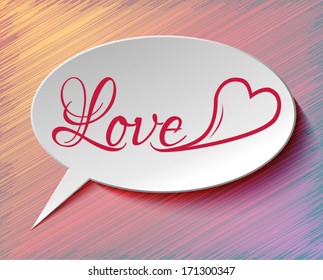 Speech bubble LOVE and heart