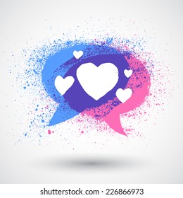 Speech bubble with love hearts