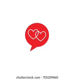 Speech bubble with love hearts