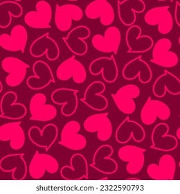 Speech bubble love message hearts vector seamless pattern. Bright romantic repeatable background. Holiday wallpaper design.