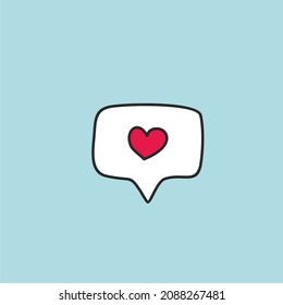 Speech bubble with love. Trendy flat vector on light blue background. Vector Illustration