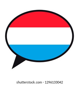 Speech bubble Luxembourg flag on white background. Social communication symbol. Conversation icon, vector element.