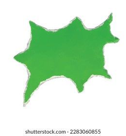 speech bubble made of green torn paper, torn paper in the form of a thought explosion