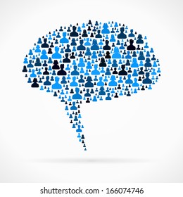Speech bubble made out of large group of people silhouettes
