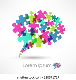 speech bubble made from puzzle