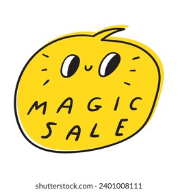 Speech bubble. Magical sale. Vector flat icon illustration. Marketing. Promotion banner. Advertisement. White background.