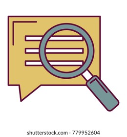 speech bubble with magnifying glass