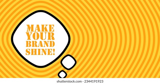 Sprechen Sie mit Make your brand gline text. Boom-Retro-Comic-Stil. Pop Art Stil. Vektorliniensymbol für Unternehmen