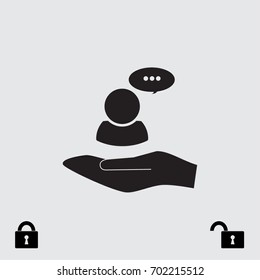 Speech bubble and the man vector icon