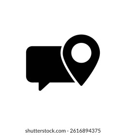 Speech Bubble with Map Pin Symbolizing Location or Destination