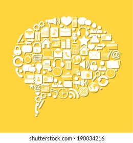 Speech bubble with media icons