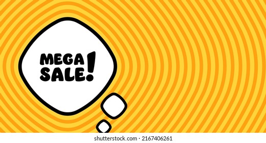 Sprechen Sie mit Mega-Verkaufstext. Boom-Retro-Comic-Stil. Pop Art Stil. Vektorsymbol für Unternehmen und Werbung