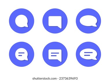 Speech bubble, message, comment icon vector in blue circle. Social media communication element