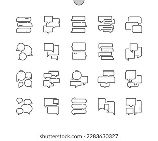 Burbuja del discurso. Mensaje, comunicación, discusión, conversación, chat y diálogo. Iconos De Línea Delgada De Vector Perfecto De Pixel. Pictograma mínimo simple