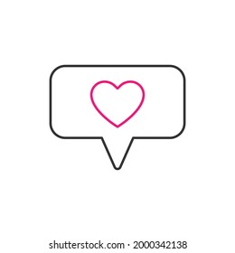 Speech bubble, message with heart line icon