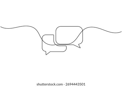 Ícone de mensagem de balão de fala desenho contínuo de uma linha de ilustração vetorial linear fina minimalista