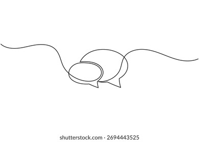 Speech bubble  message icon continuous one line drawing of minimalist thin linear vector illustration