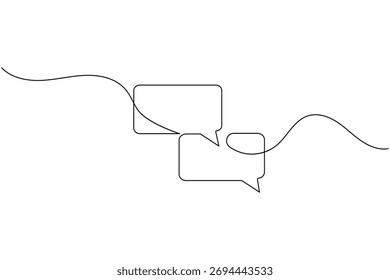 Speech bubble  message icon continuous one line drawing of minimalist thin linear vector illustration