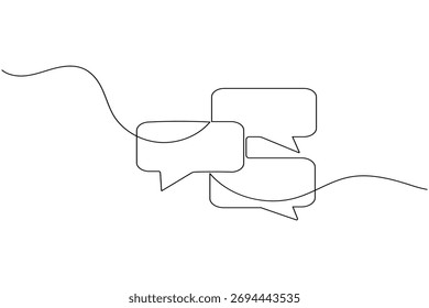 Speech bubble  message icon continuous one line drawing of minimalist thin linear vector illustration