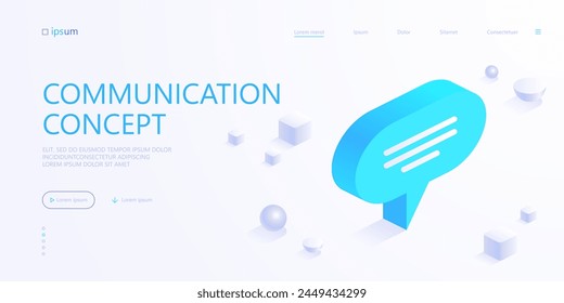 Speech bubble message icon in isometric view. Online talking, communication, conversation, chatting, feedback, comment concept. Vector illustration for visualization of business presentation