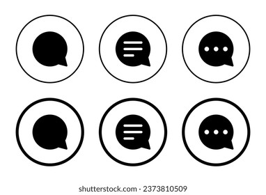 Speech bubble, message icon vector in circle line. Social media communication sign symbol