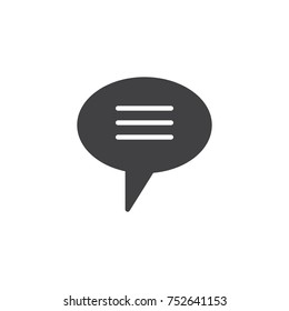 Speech bubble with message icon vector, filled flat sign, solid pictogram isolated on white. Online chat, dialogue symbol, logo illustration.