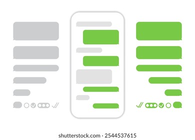 Fala bolha mensagem no telefone, conversando no smartphone, enviar ou receber sms no aplicativo, conversando sms modelo bolhas.
