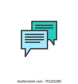 Speech bubble messages filled outline icon, line vector sign, linear colorful pictogram isolated on white. Outline chat symbol, logo illustration. Pixel perfect vector graphics