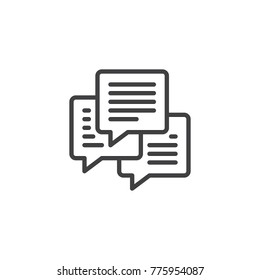 Speech bubble messages line icon, outline vector sign, linear style pictogram isolated on white. Outline chat symbol, logo illustration. Editable stroke