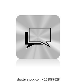 "Speech bubble" metal app icon on white background - Vector illustration