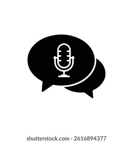 Speech Bubble with Microphone Symbolizing a Podcast or Speaking