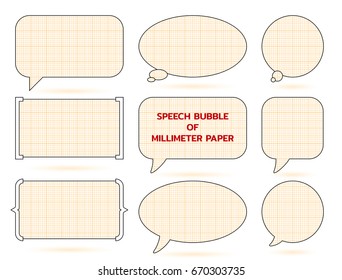 Speech bubble of millimeter paper grid. Engineer dialogue frame. Vector illustration